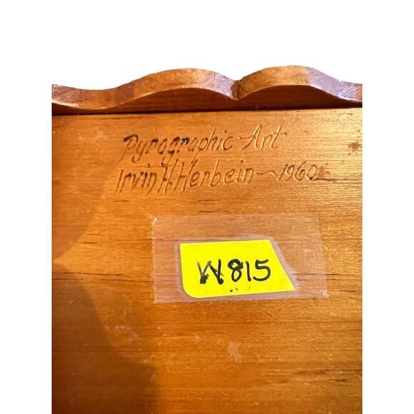 Irvin Herbein Folk Art wooden Bench box hand painted handmade - Picture 2 of 9